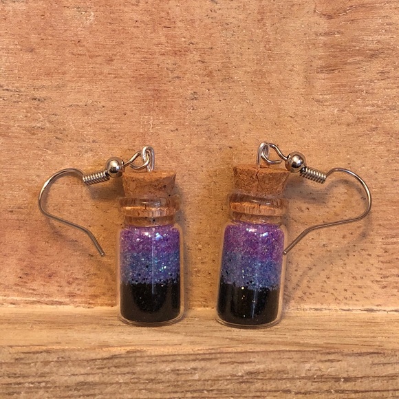 Glass Jar Glitter Earrings - Picture 1 of 2